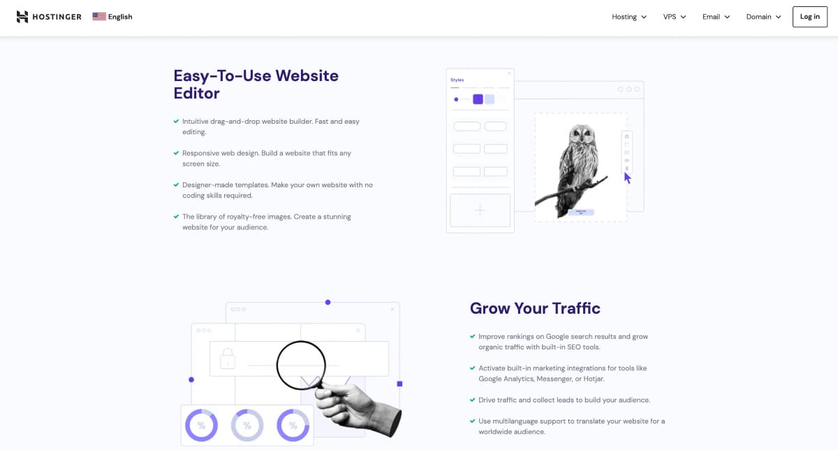 Hostinger Website Builder homepage