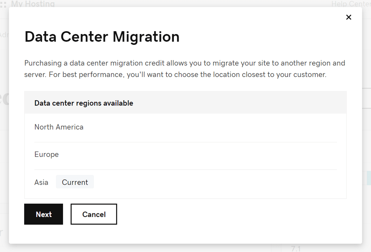 godaddy offer data center migration