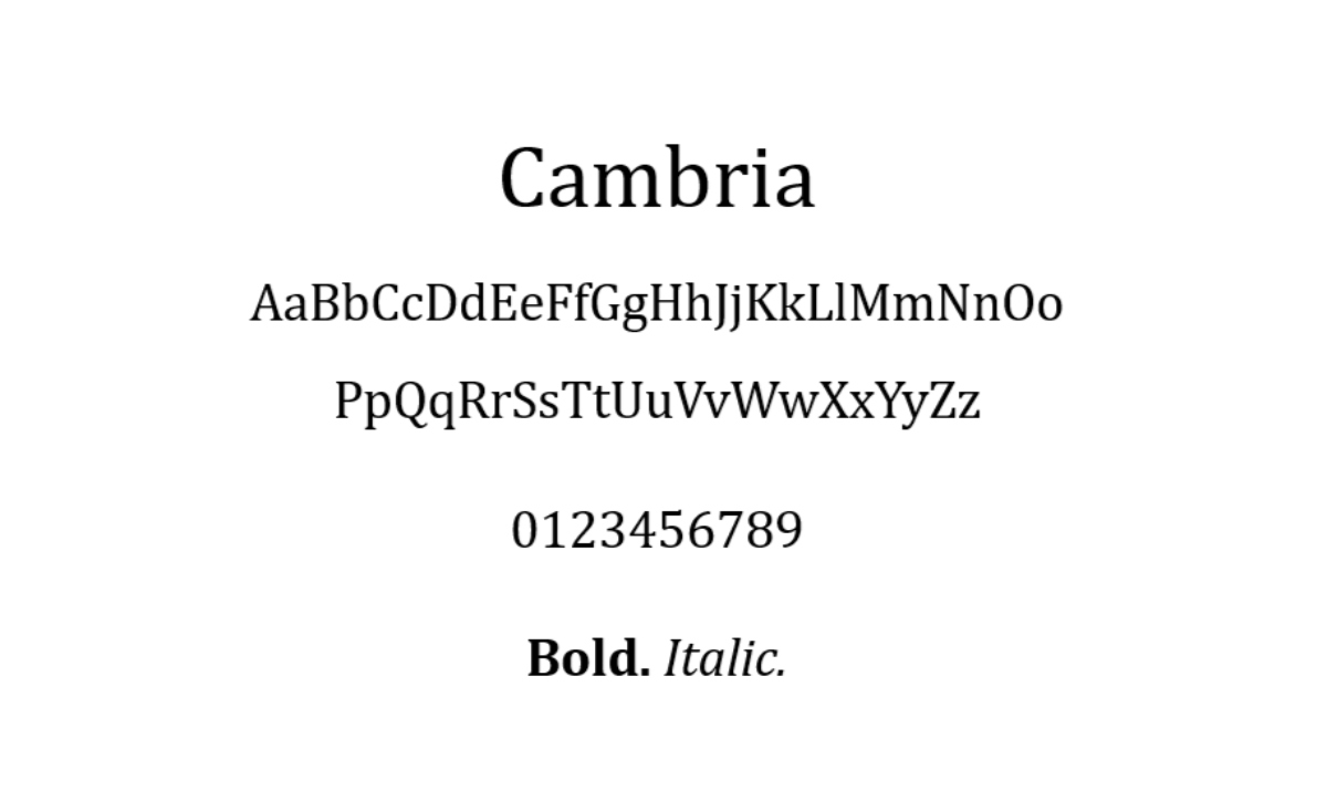 Cambria font