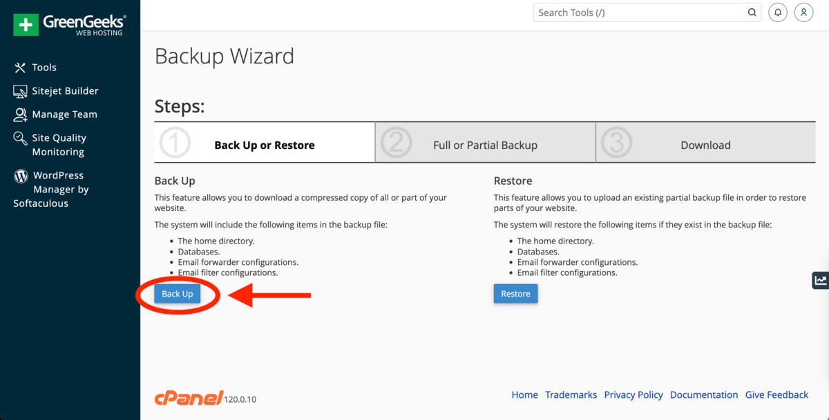 cpanel backup wizard