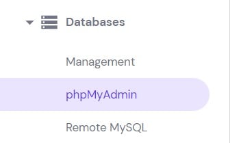 hostinger hpanel databases phpmyadmin