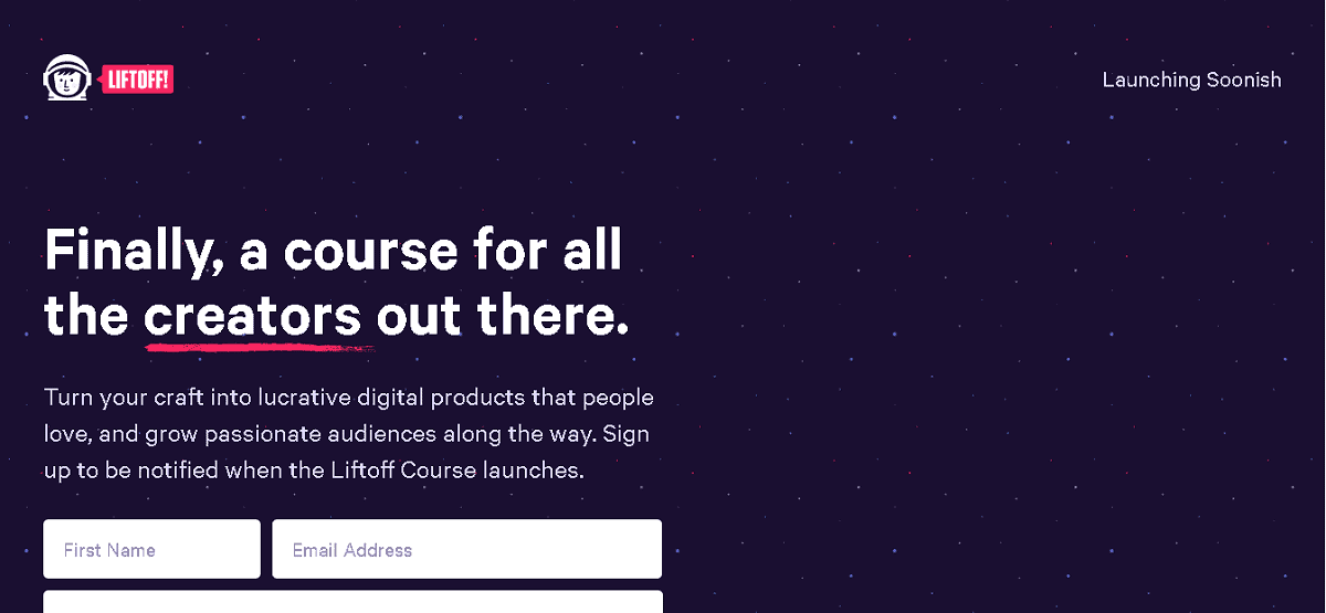 liftoff course coming soon page