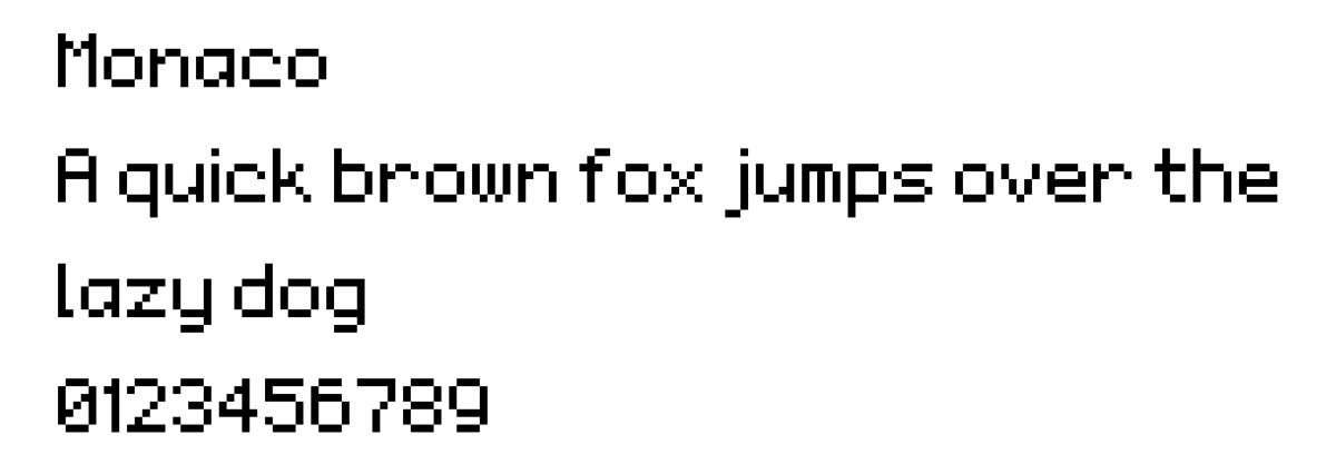 monaco font has pixelated design