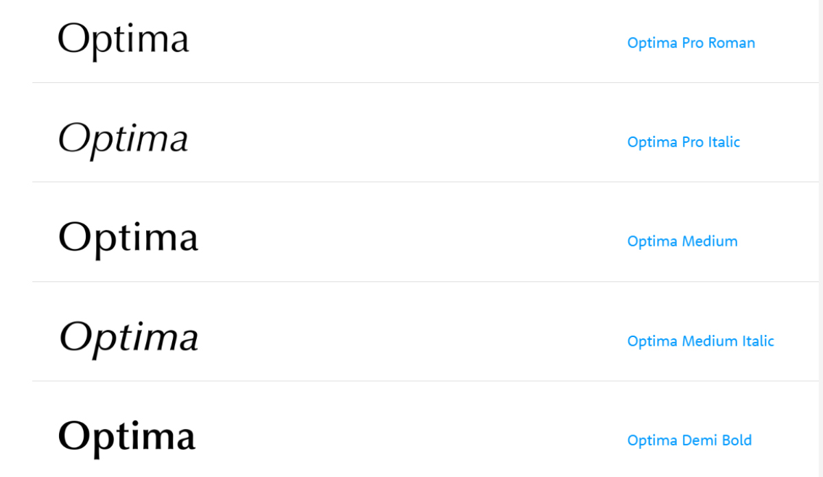 optima font
