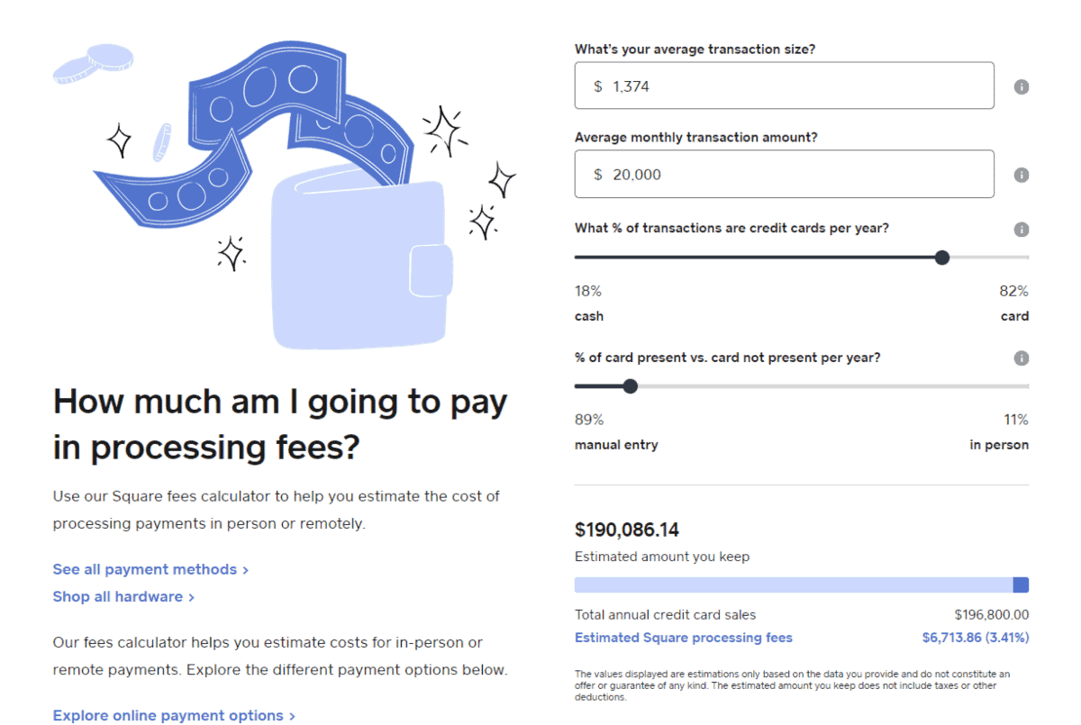 square payments fees pricing