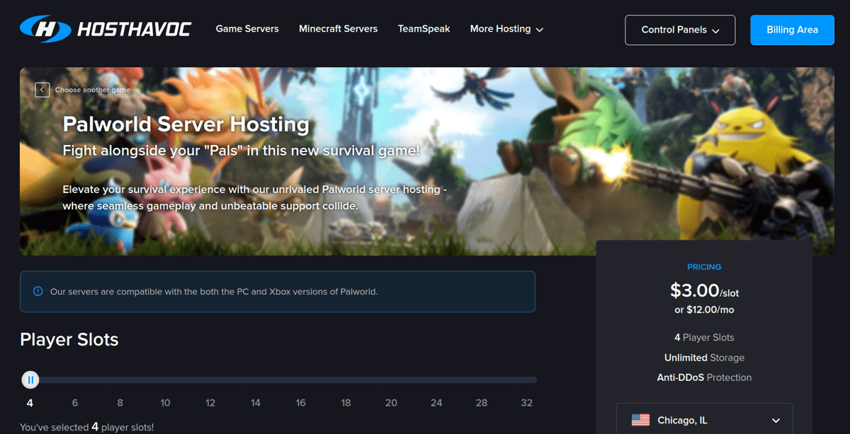 host havoc palworld server hosting