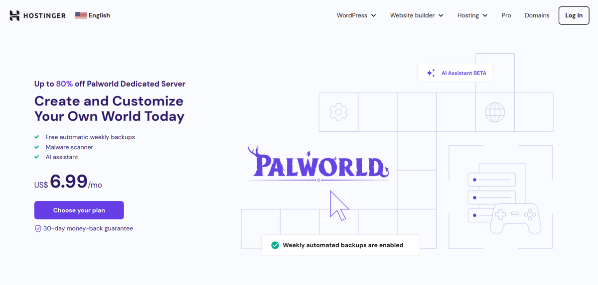 hostinger palworld server hosting