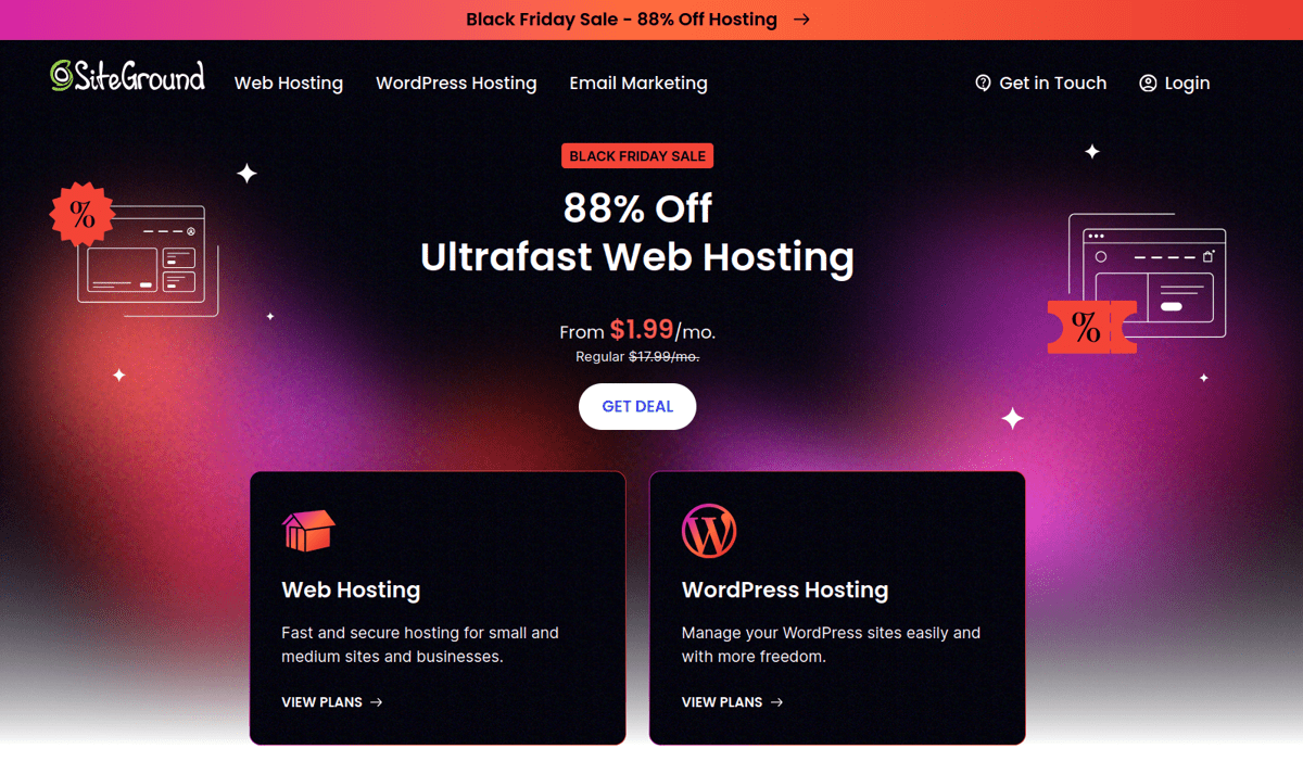 siteground Cyber Monday deals 2024