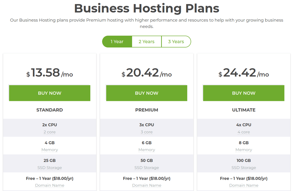crazy domains business hosting plans