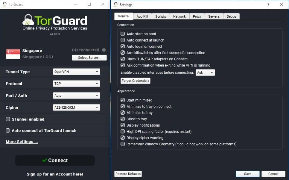 TORGuard Interface