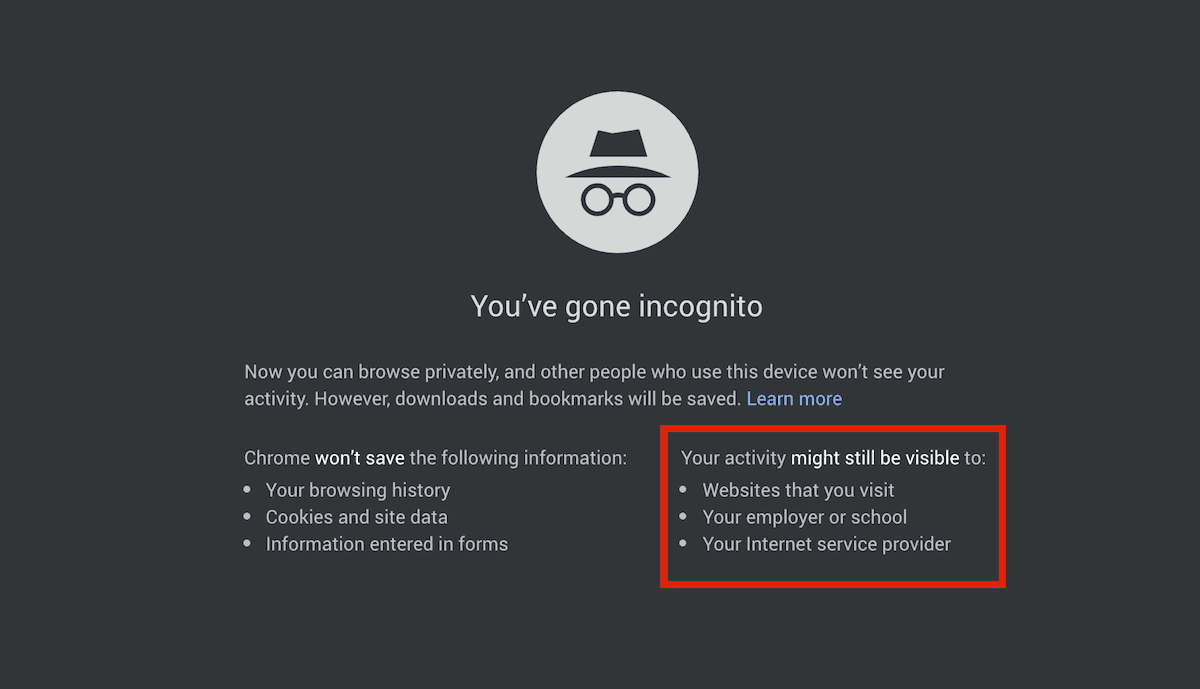 chrome incognito