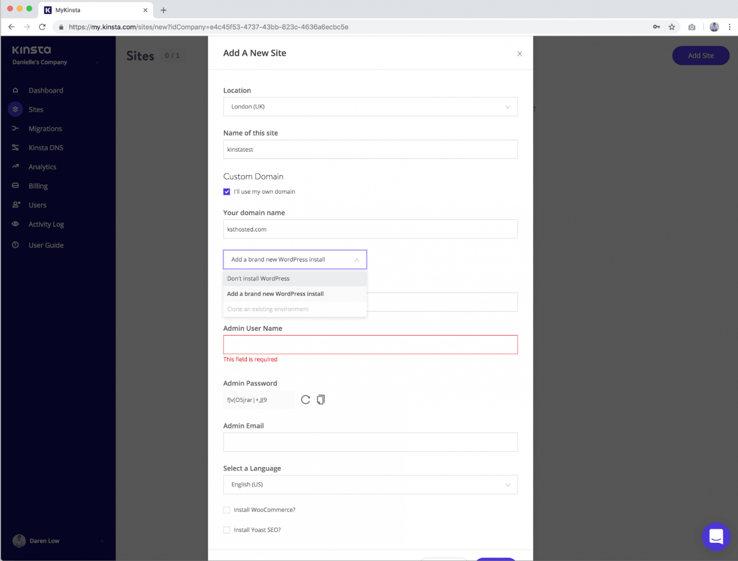 Kinsta Free Site Migration