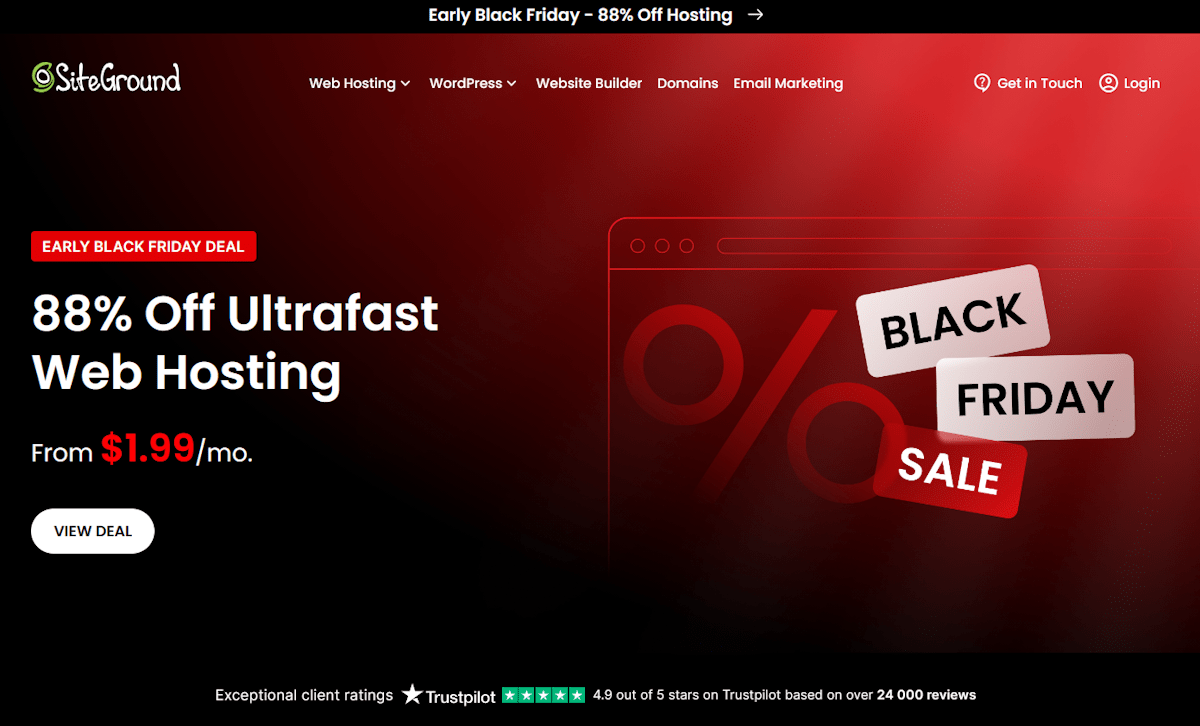 ข้อเสนอ SiteGround Black Friday ปี 2025