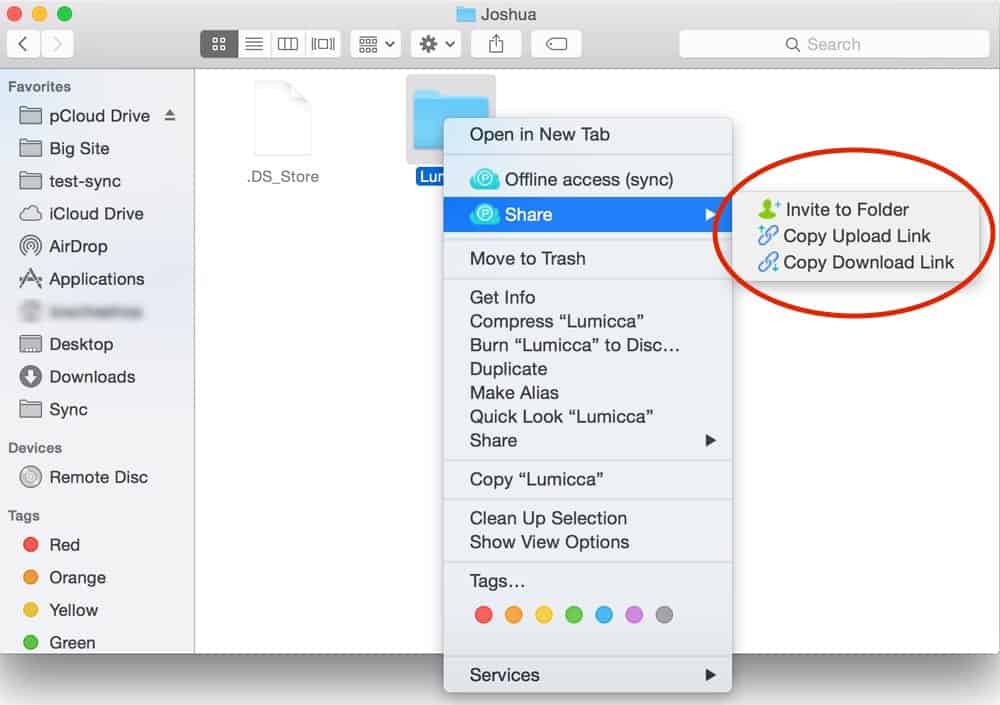 pcloud share upload and download links