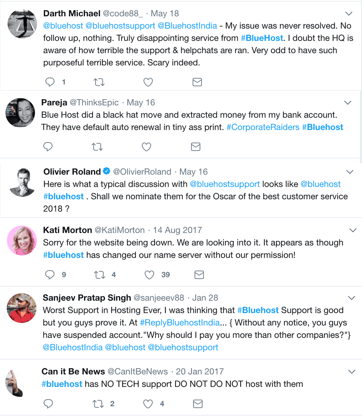 user tweets on bluehost