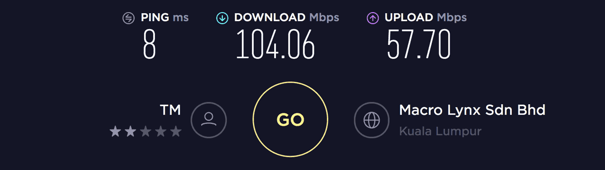 internet connection speed with malaysia server
