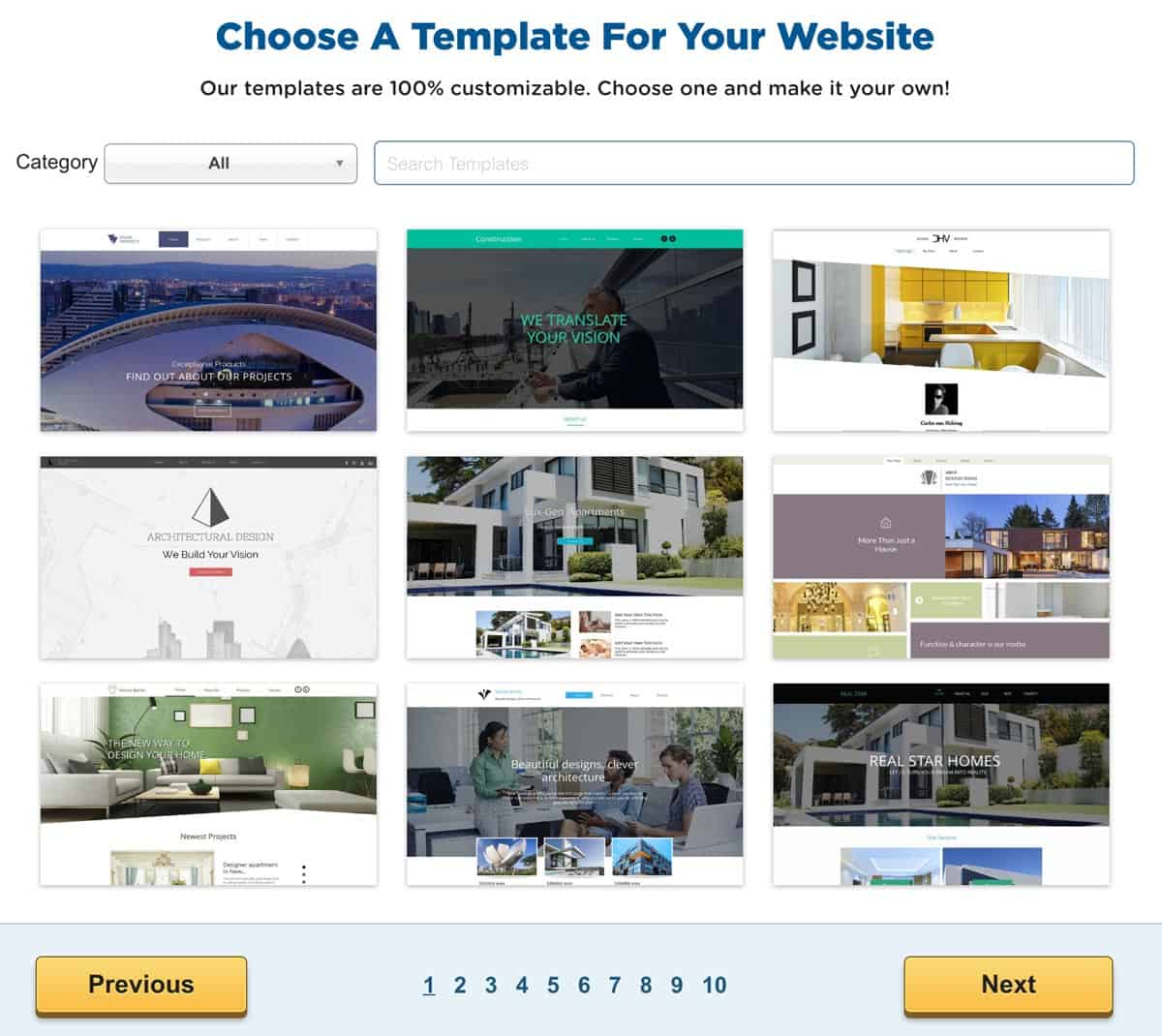 hostgator website builder templates