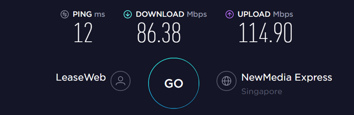 surfshark speed test Singapore