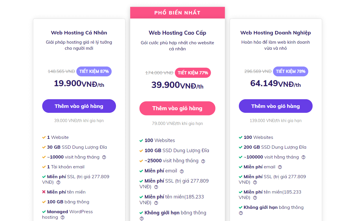 hostinger shared web hosting pricing in Vietnam