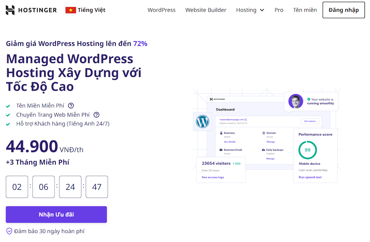 hostinger wordpress hosting viet nam