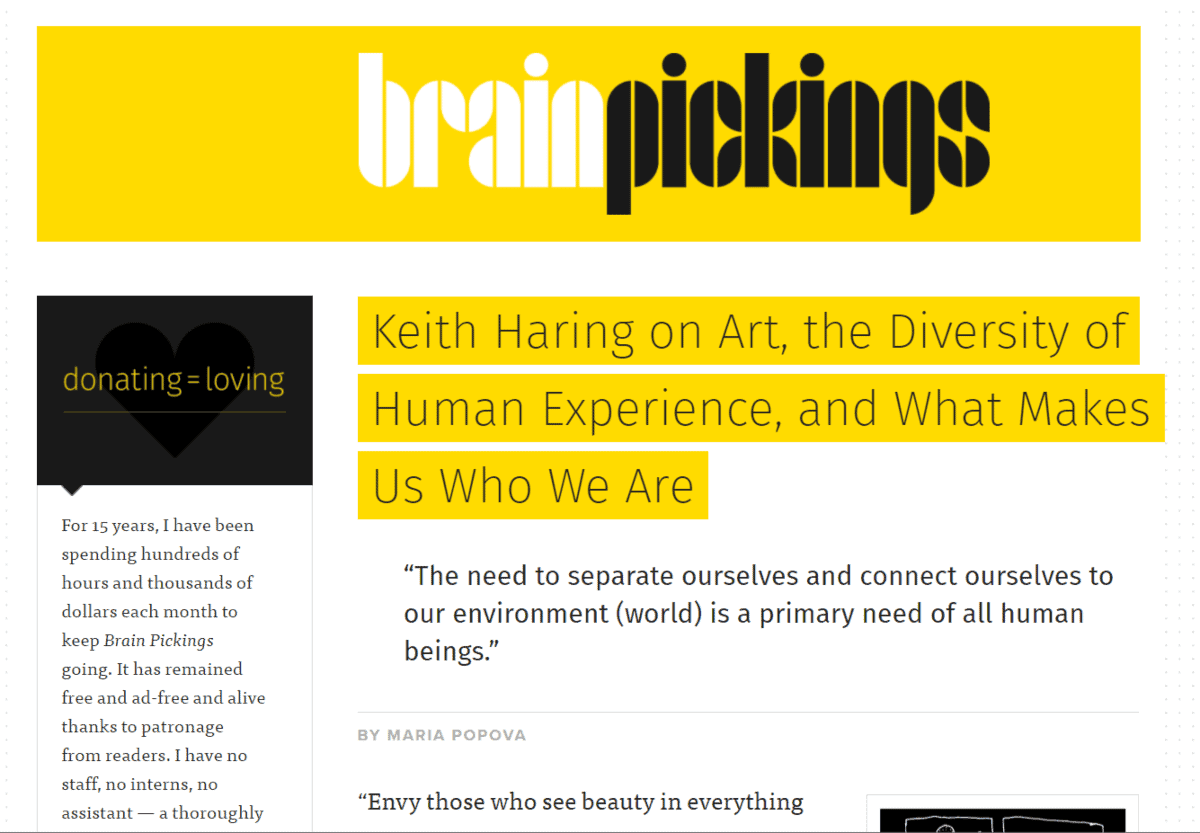 brain pickings homepage
