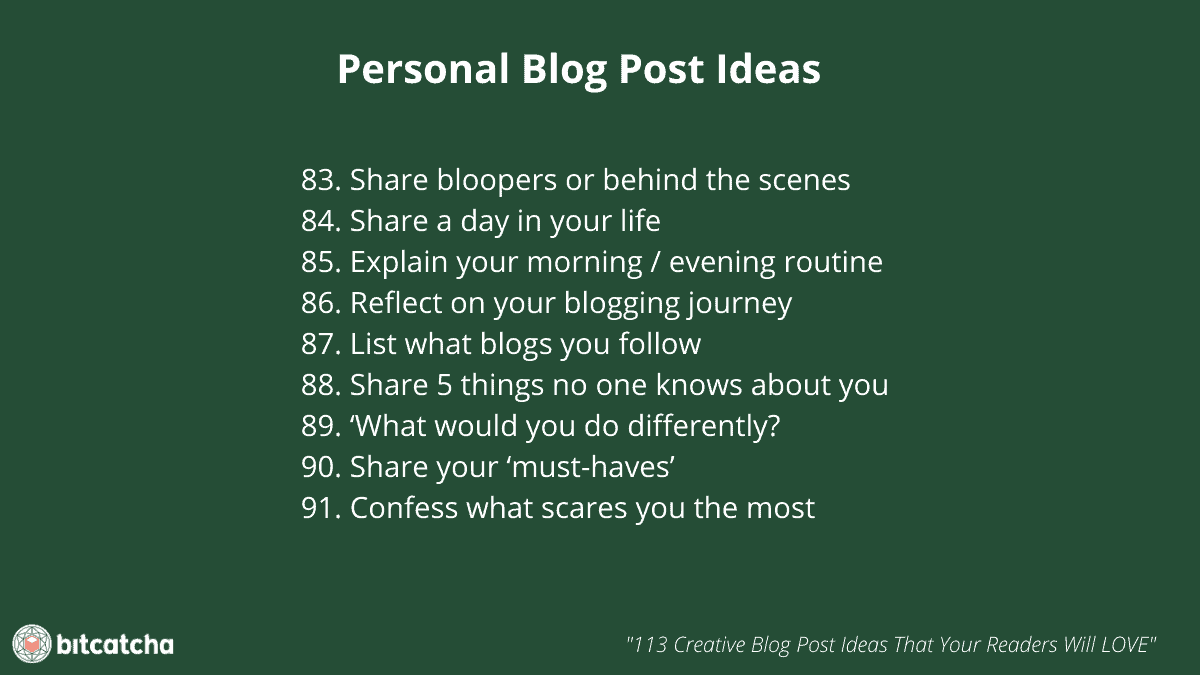 list of 9 personal blog post ideas