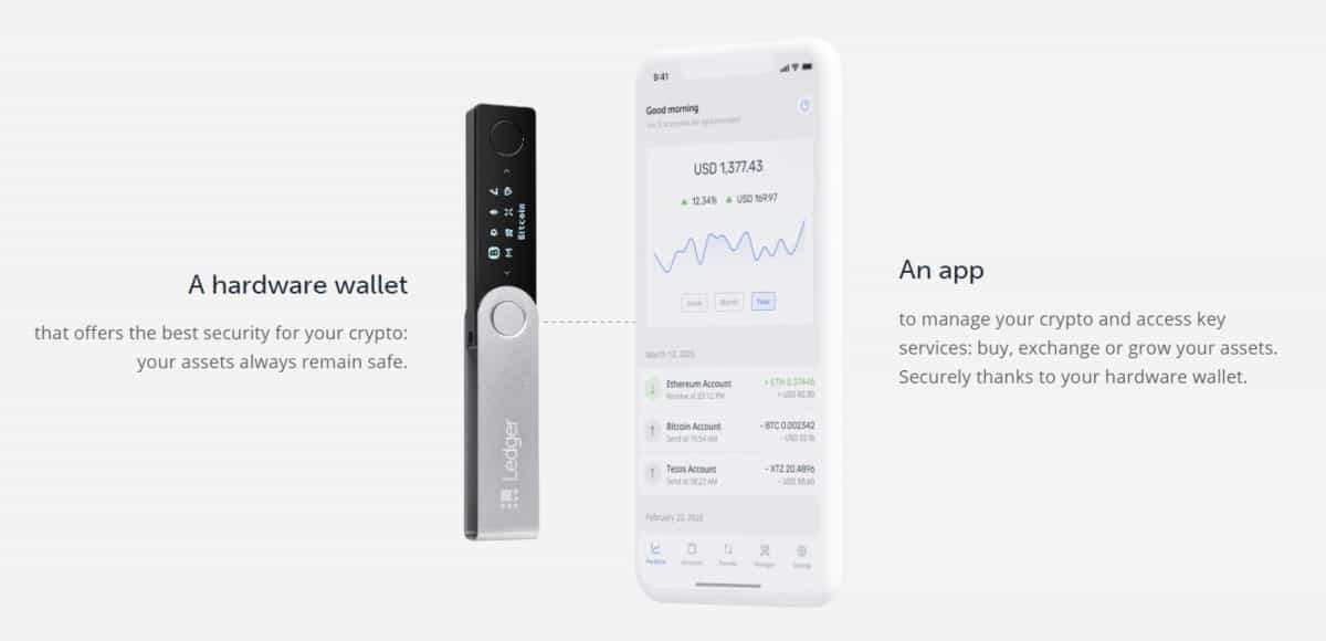 ledger nano x and its mobile app interface
