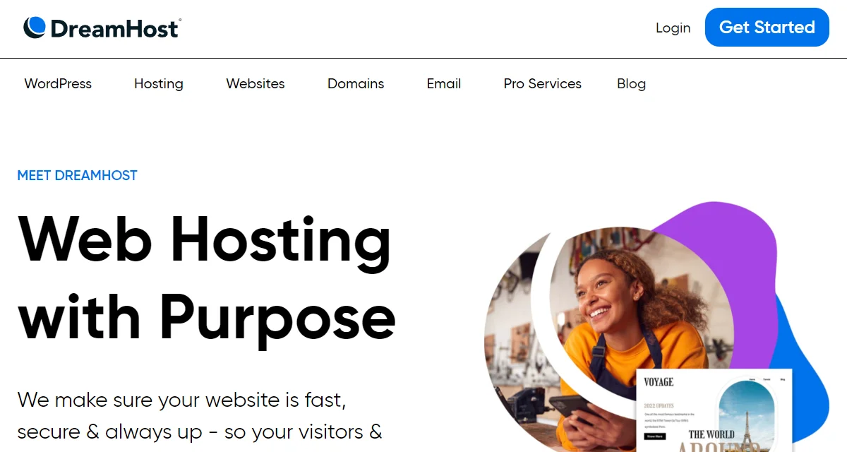 dreamhost hosting homepage