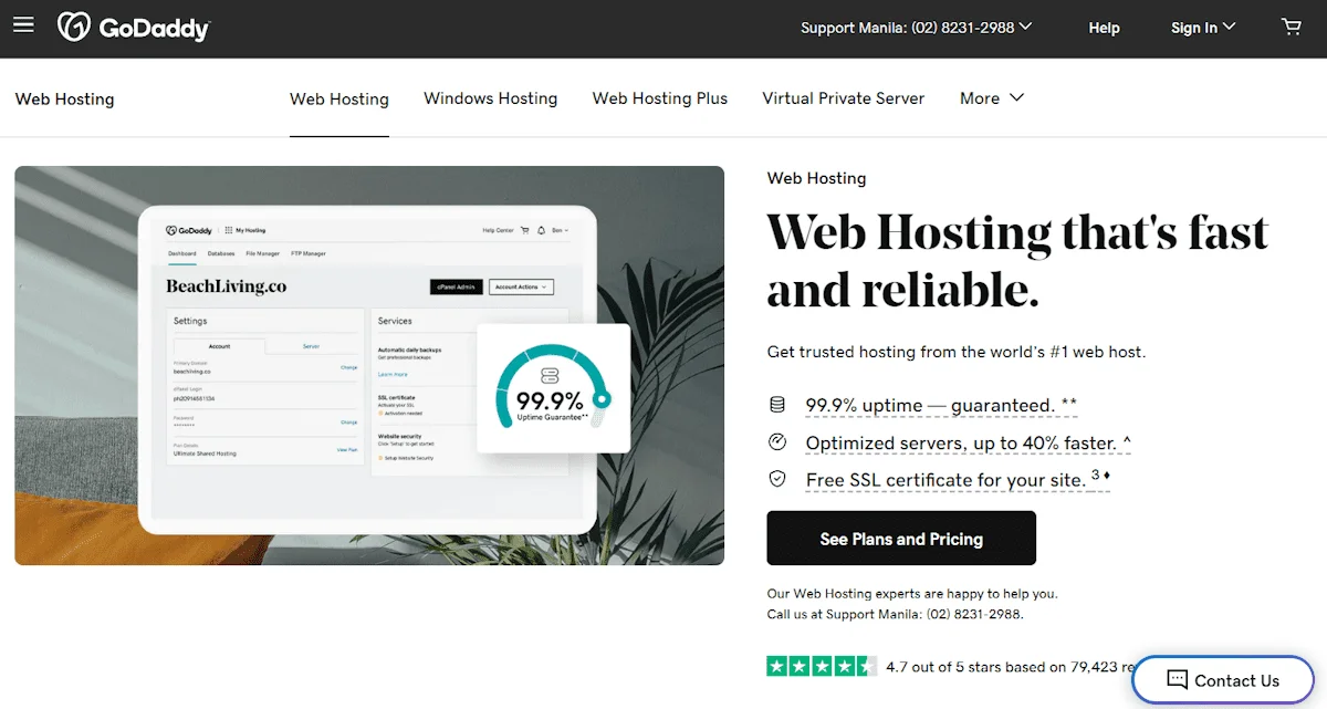 godaddy monthly web hosting