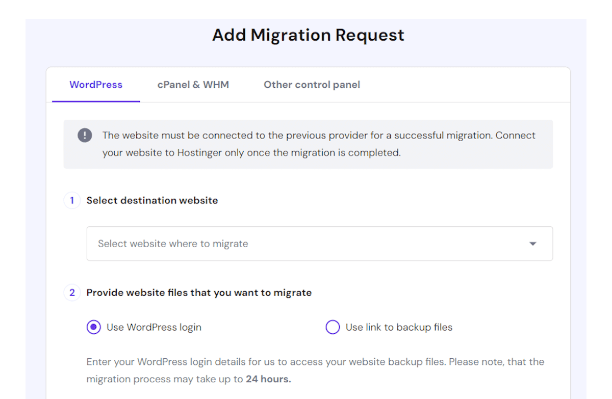 hostinger website migration