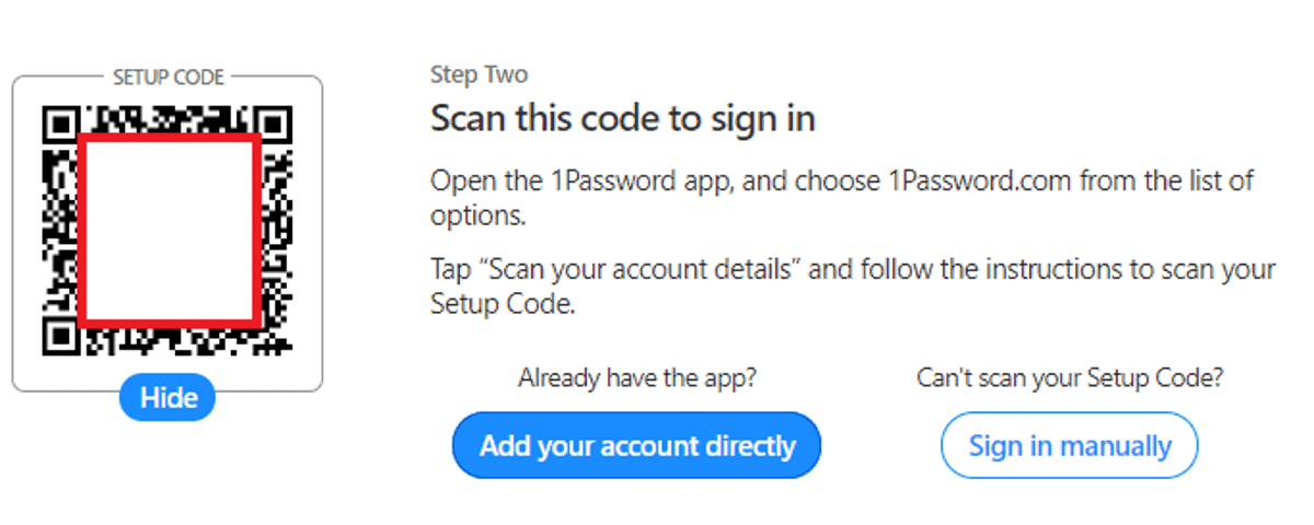 1password QR login