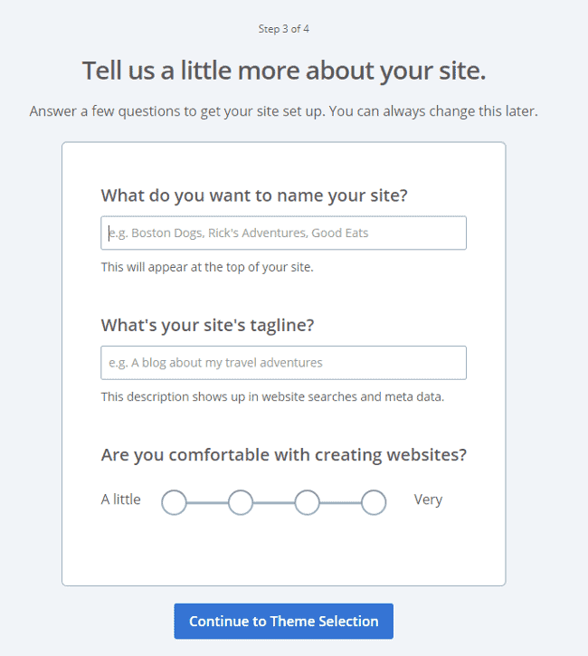 bluehost help naming your website with tagline