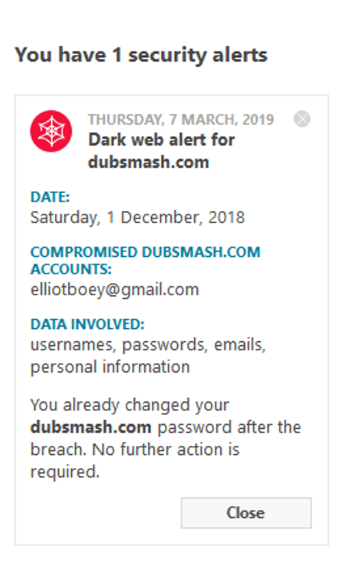 dashlane security alert