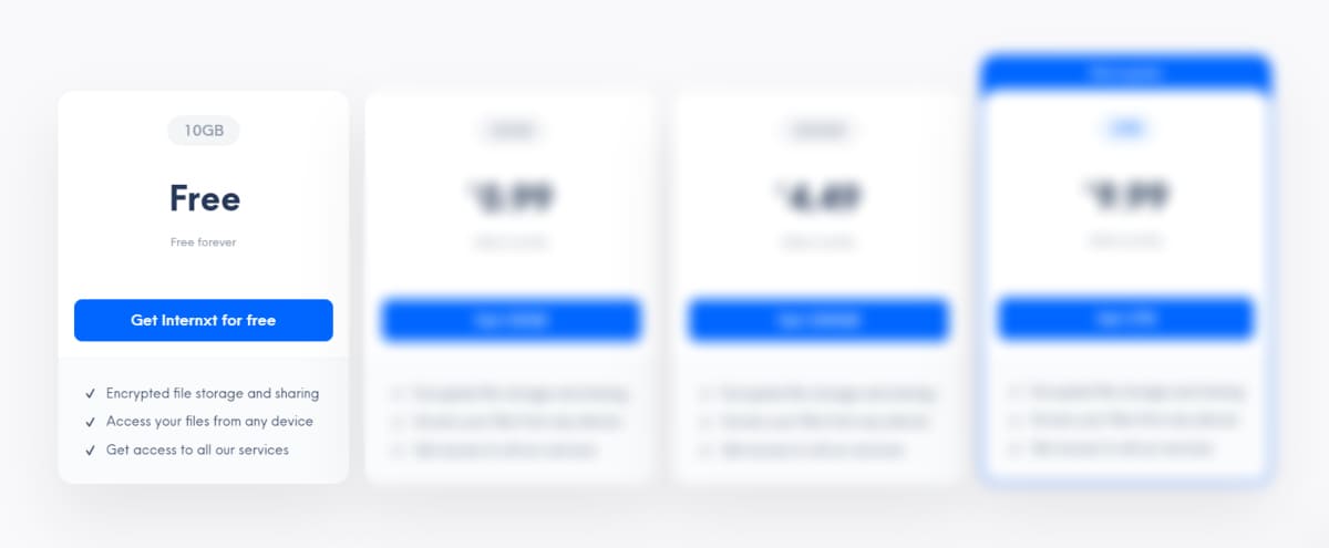 internxt free plan