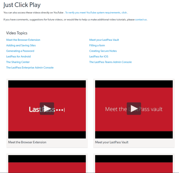 lastpass tutorial page