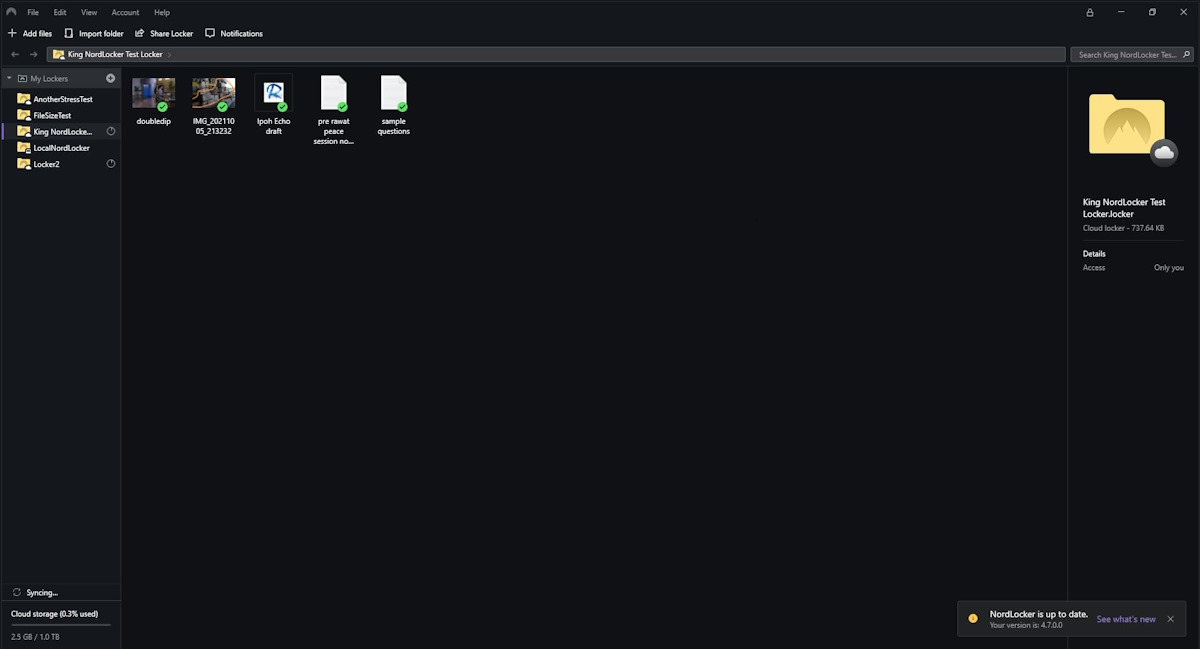 nordlocker user interface