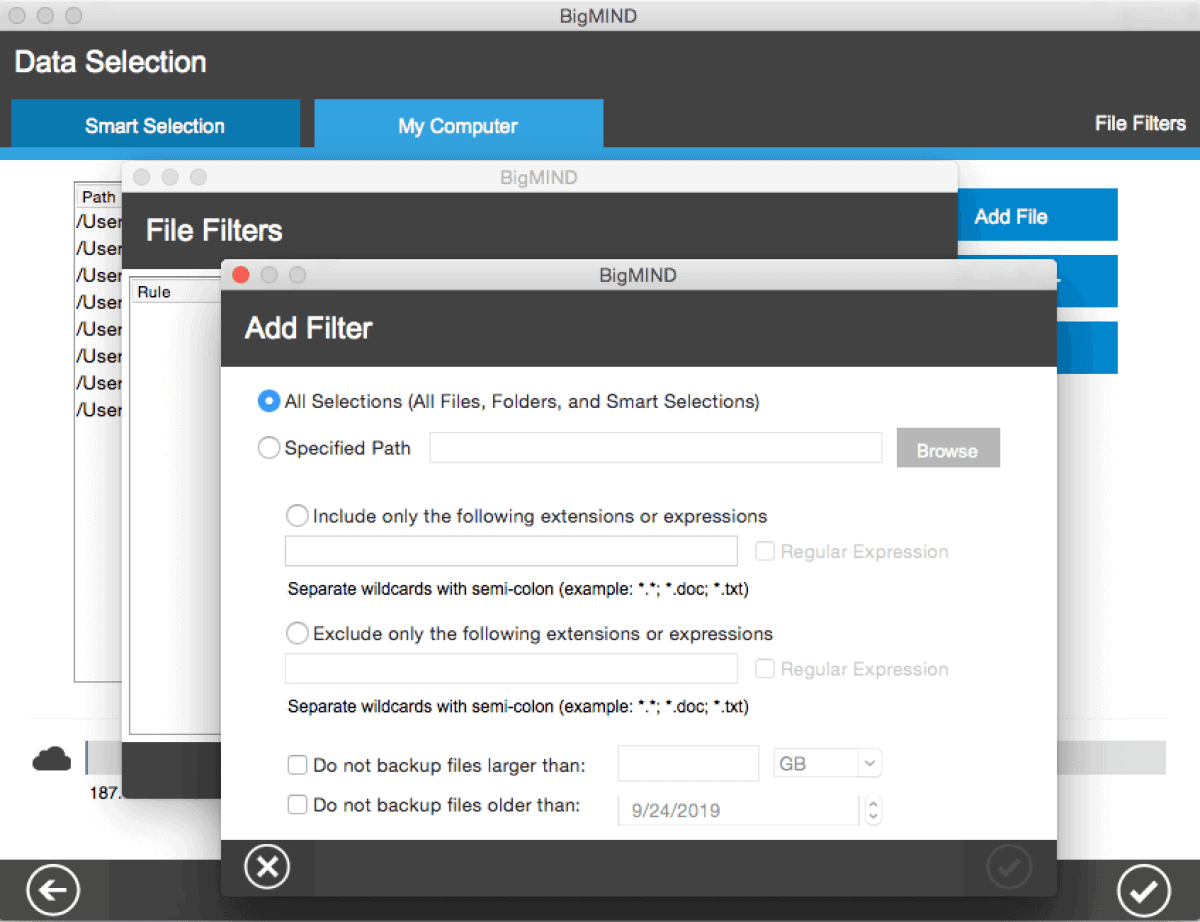 zoolz cloud storage backup filter by file type