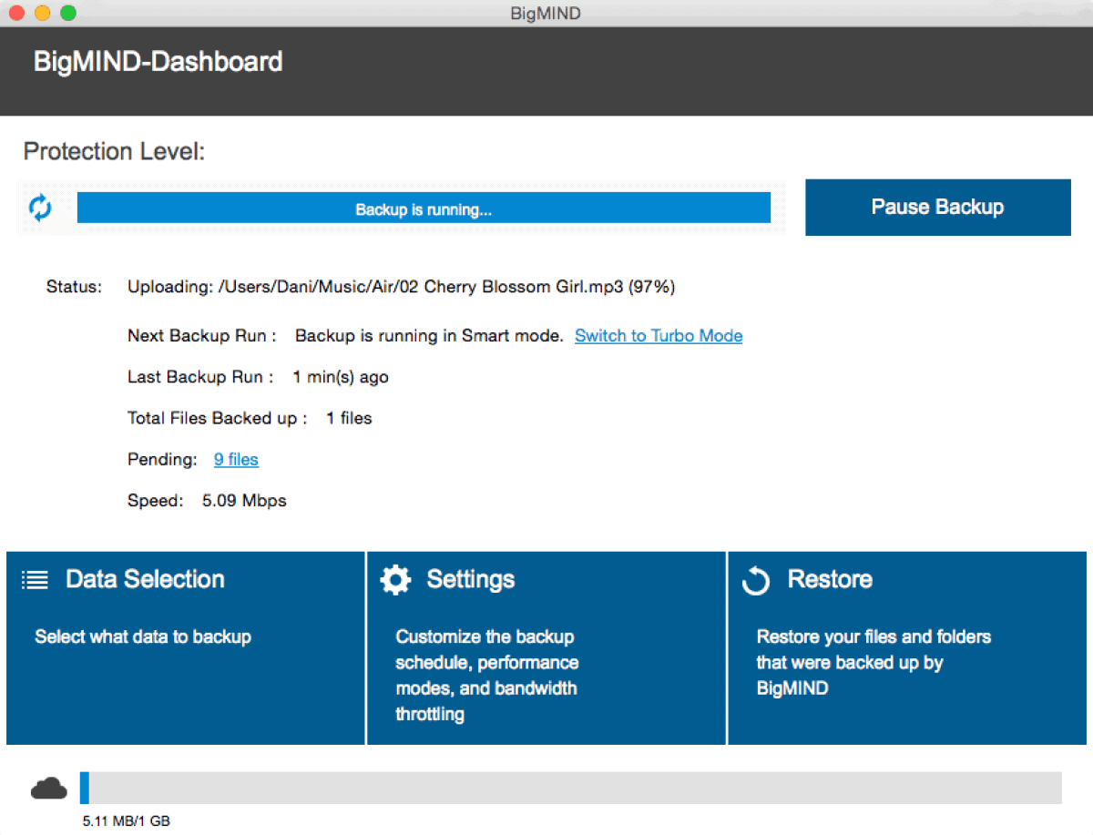 zoolz cloud storage has intuitive UI