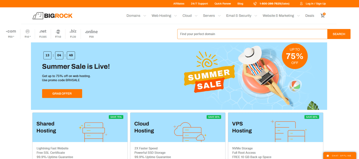 bigrock web hosting services for india