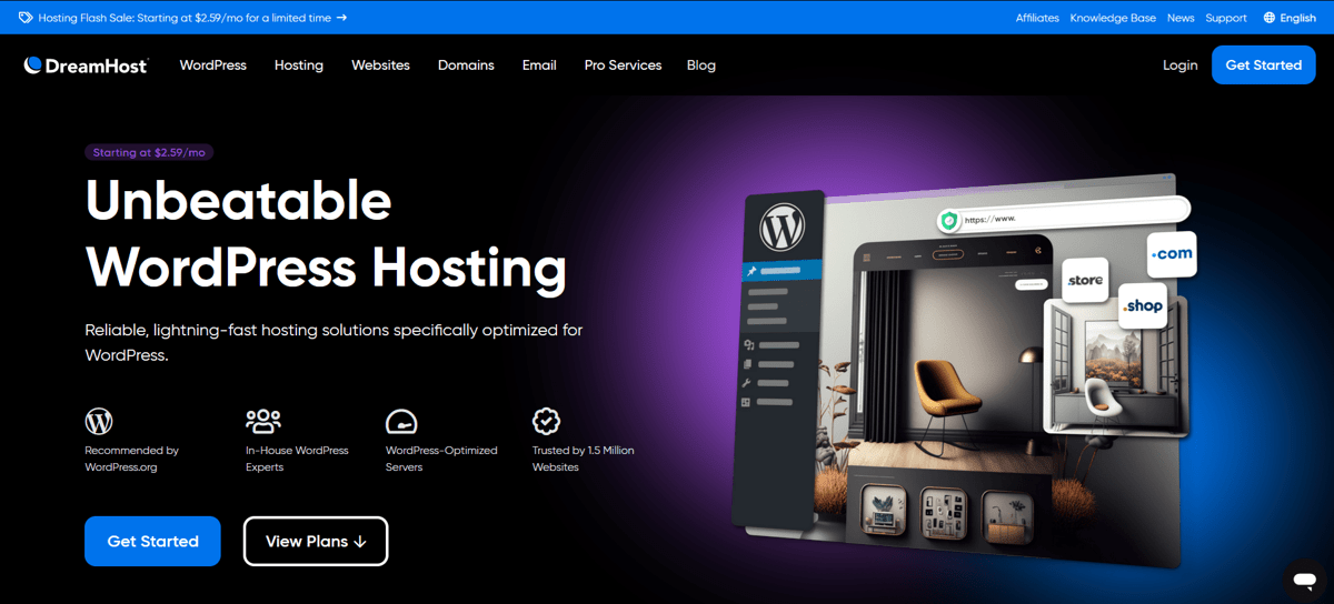 dreamhost fast wordpress hosting services