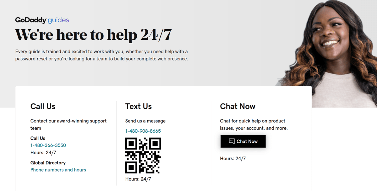 godaddy live chat support is available all day