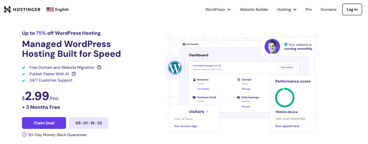 hostinger managed wordpress hosting services