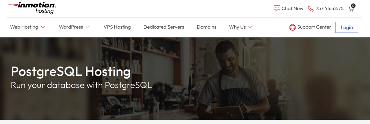 inmotion free postgresql website hosting services