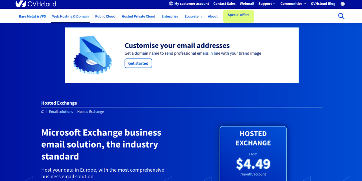 ovhcloud microsoft exchange email hosting solutions