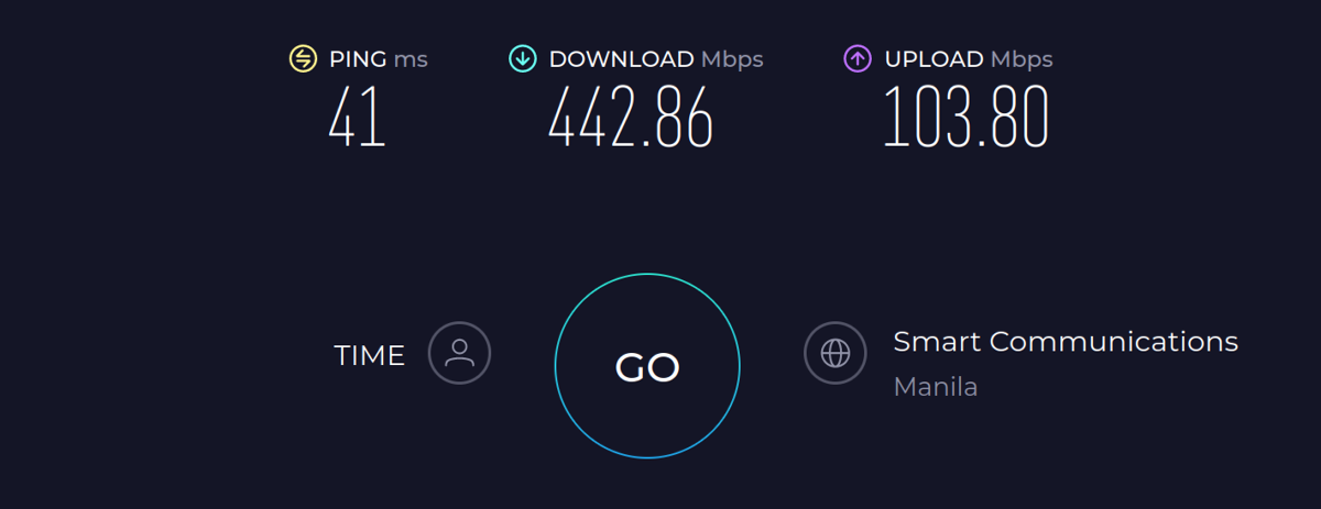 baseline internet connection speed philippines server