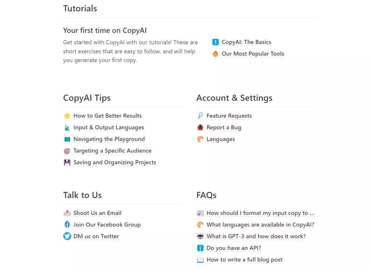 copy ai help center
