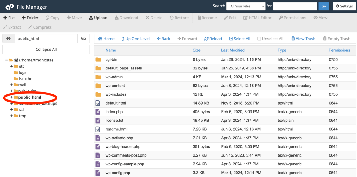 performing website backup using file manager on cpanel