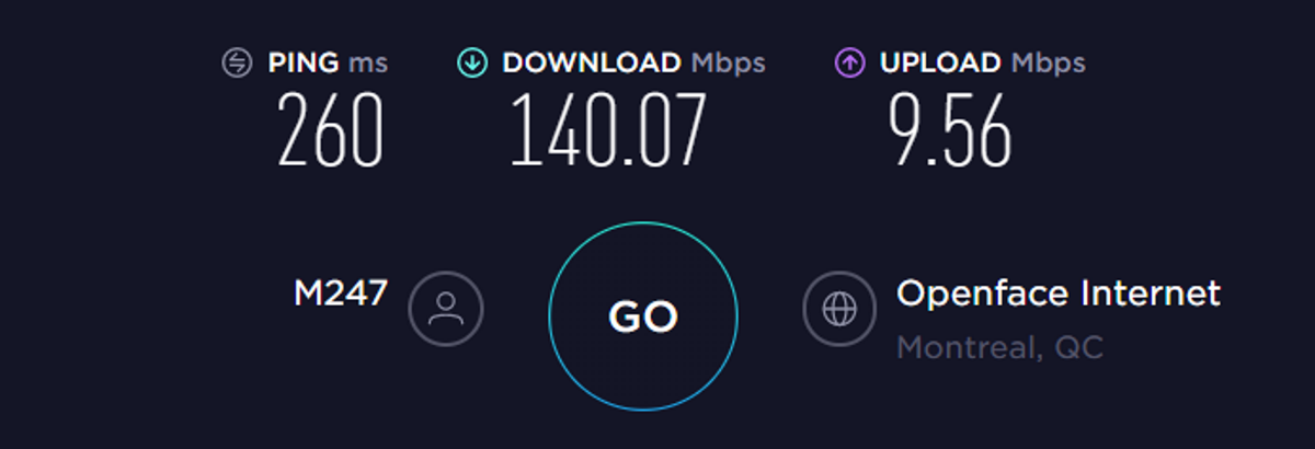 cyberghost connection speed canada server