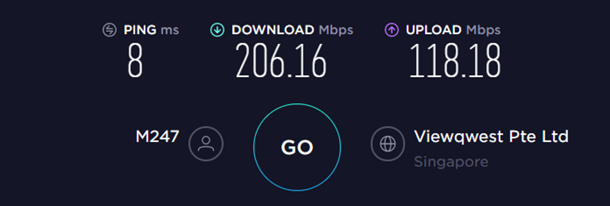 cyberghost connection speed singapore server