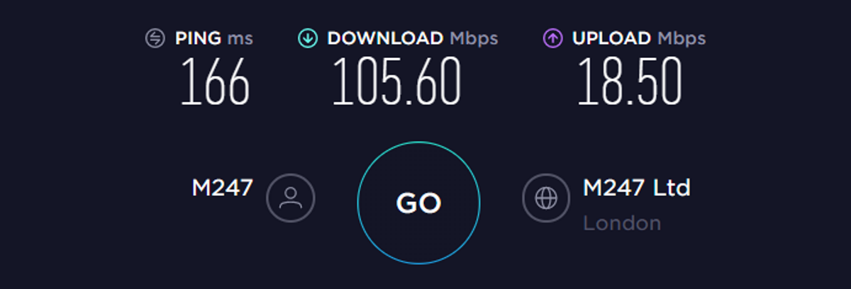 cyberghost connection speed uk server